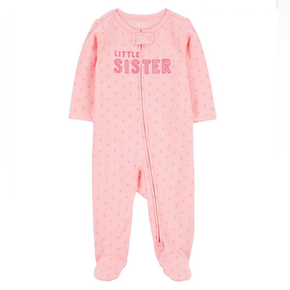 Carters Little Sister 100% Cotton Sleep & Play Footie 2 Way Zip Pink 6-9M